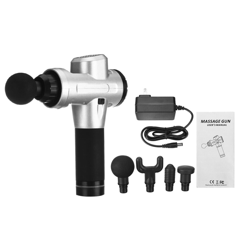 Greenzech (Silver) Electric Percussion Massager Portable 20 Speeds Deep Fascia Muscle Vibration