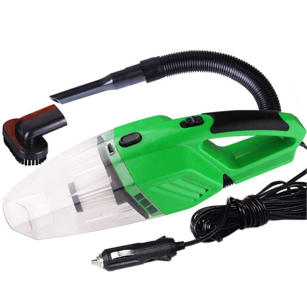 (Green) Portable 120W Car Vacuum Cleaner Household Handheld Perfect Accessories Kit Green 3654657597443