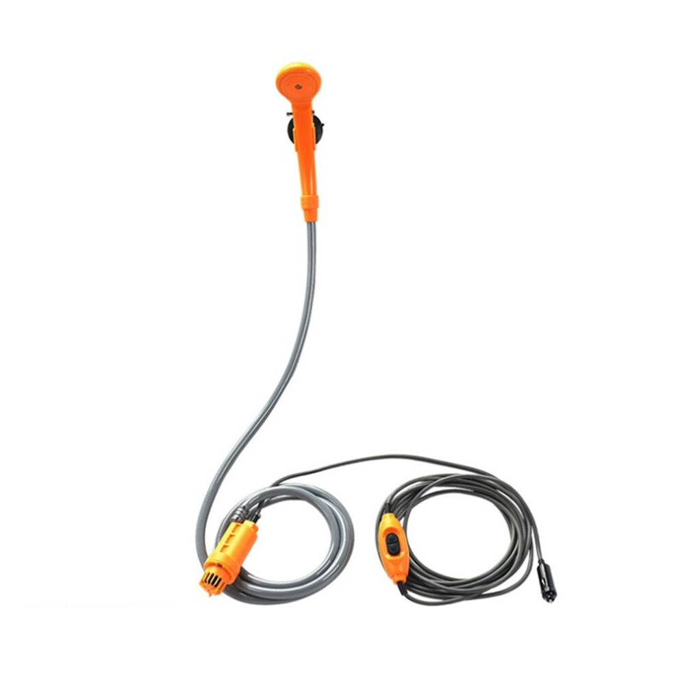 (Orange) Camping Shower 12V Electric Outdoor Kit