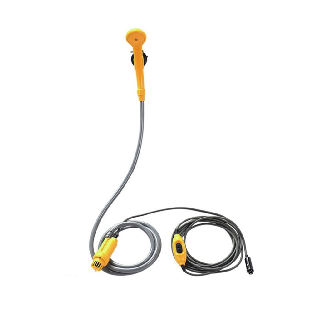 (Yellow) Camping Shower 12V Electric Outdoor Kit