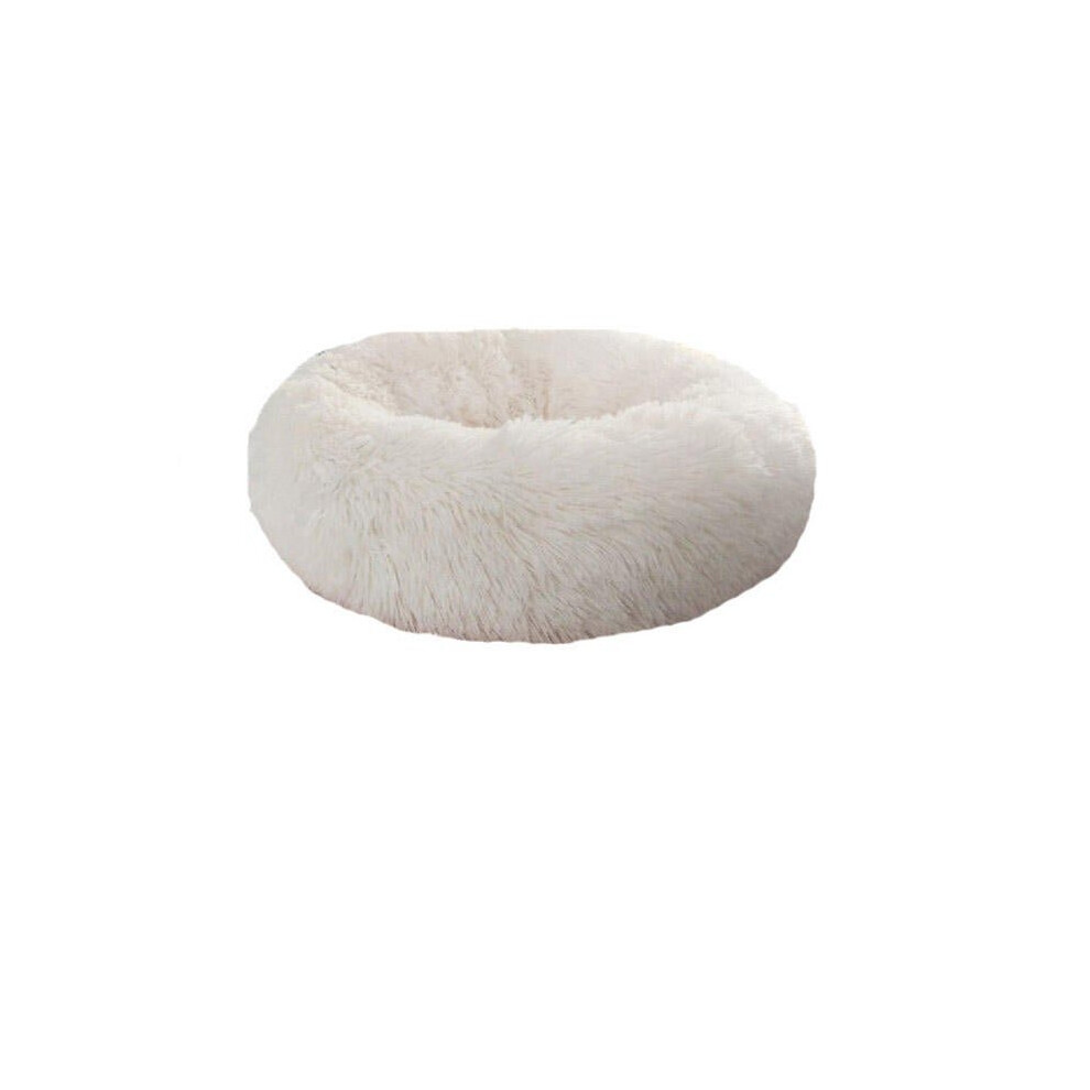 (White, XS) 40-100cm Pet Supplies Kennel Round Plush Pet Nest Padded Soft Warm For Cat Bed Mat Pad