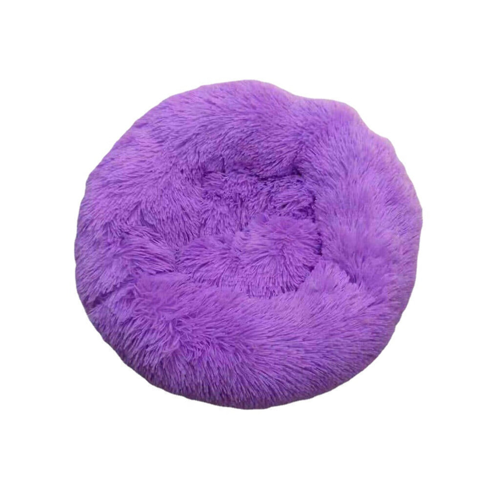 (Purple, XS) 40-100cm Pet Supplies Kennel Round Plush Pet Nest Padded Soft Warm For Cat Bed Mat Pad