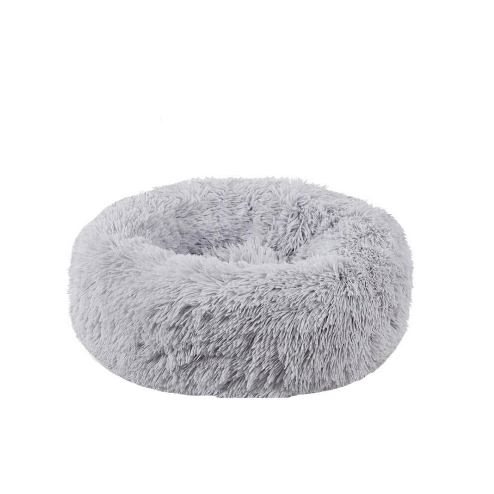 (Light Gray, L) 40-100cm Pet Supplies Kennel Round Plush Pet Nest Padded Soft Warm For Cat Bed Mat Pad