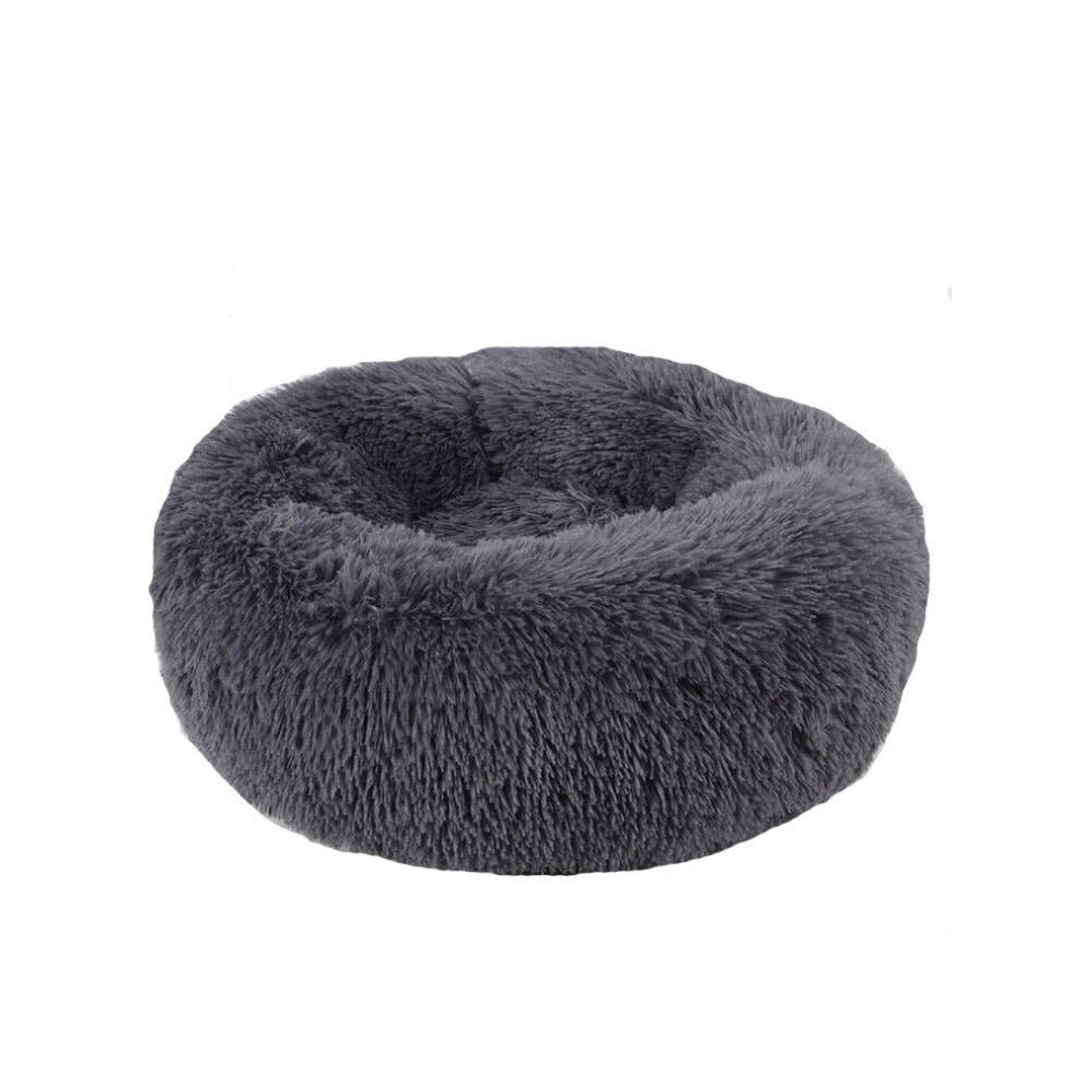 (Dark Grey, M) 40-100cm Pet Supplies Kennel Round Plush Pet Nest Padded Soft Warm For Cat Bed Mat Pad