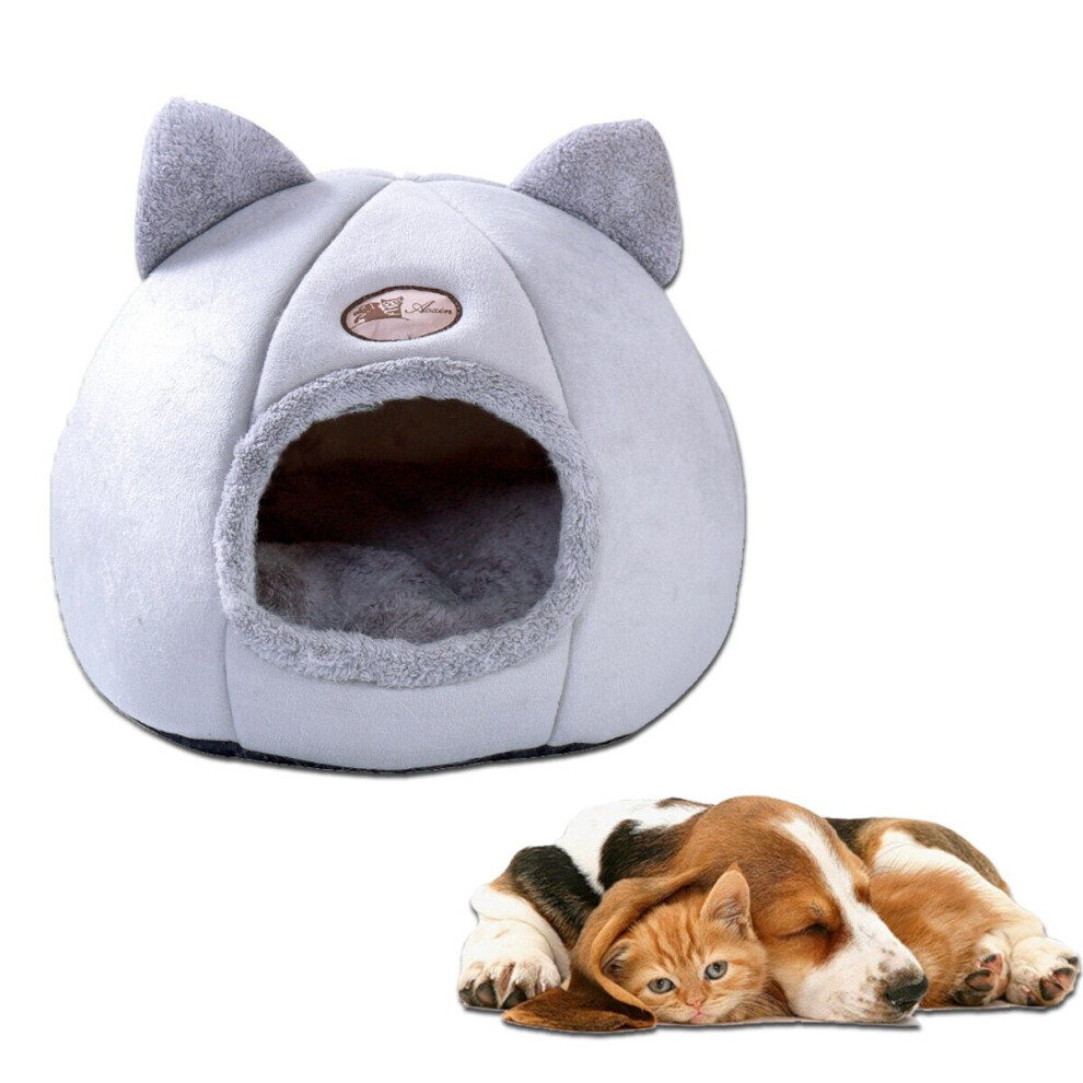 (M) Pet Bed Dog House Kennel Doggy Warm Cushion Basket for Pet Fashion Strawberry Cave Cat Tent Mat