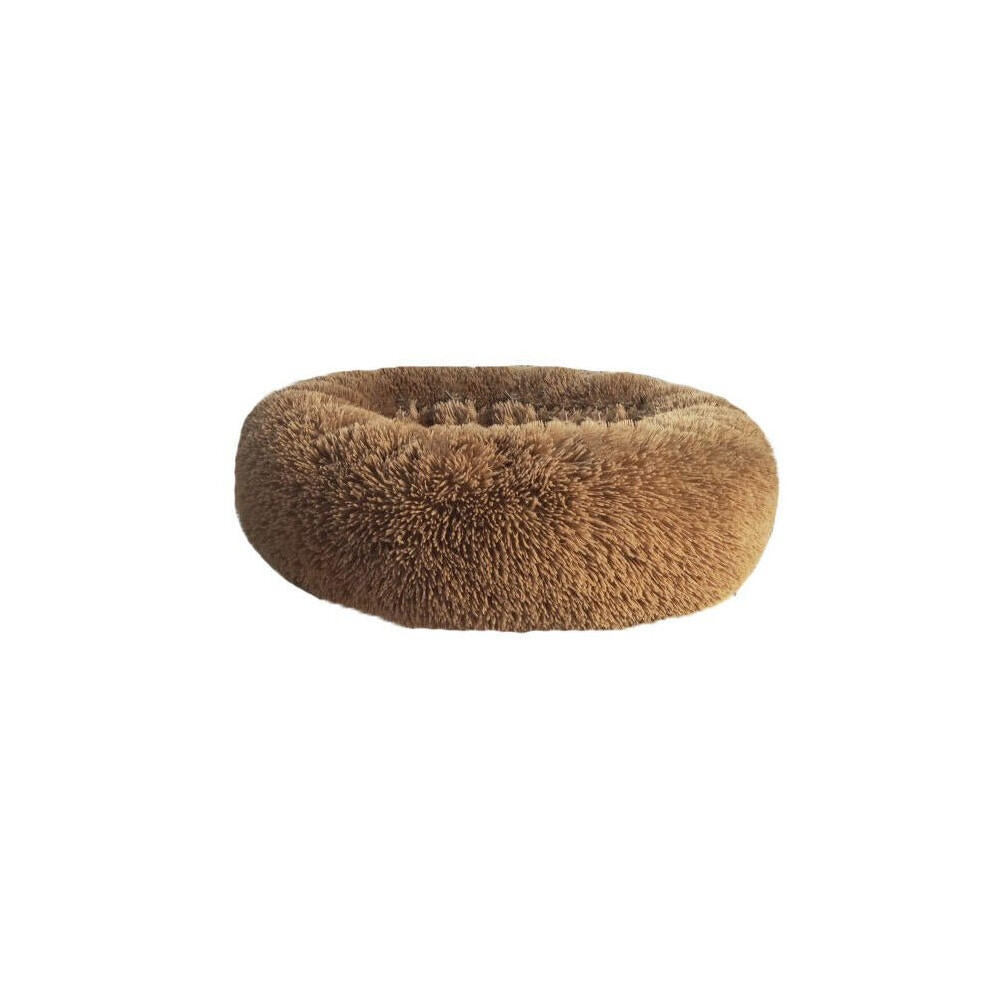 (Khaki, XS) 40-100cm Pet Supplies Kennel Round Plush Pet Nest Padded Soft Warm For Cat Bed Mat Pad