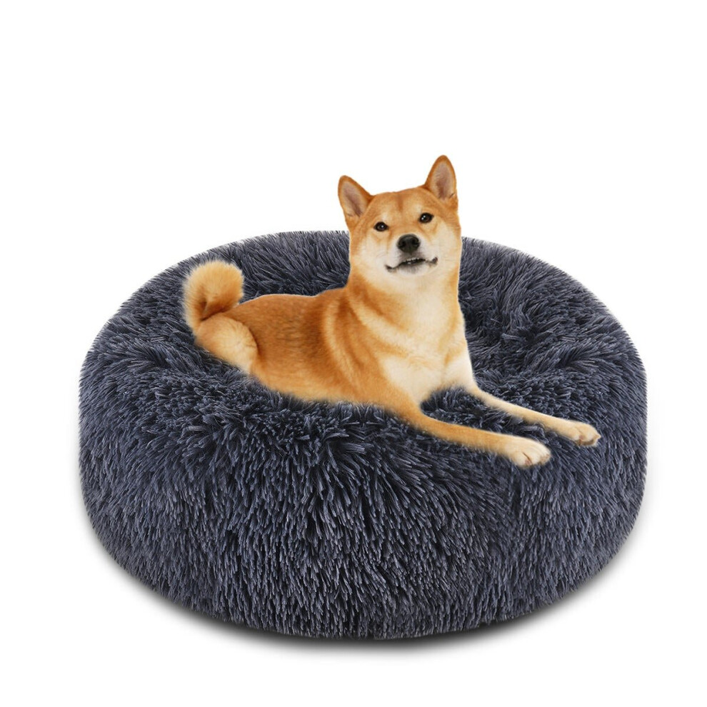 (L) Dog Pet Bed Cat Bed Fau* Fur Cuddler Round Comfortable Size Ultra Soft Calming Bed for Dogs and Cats Self Warming Indoor Snooze Sleeping Cushion B