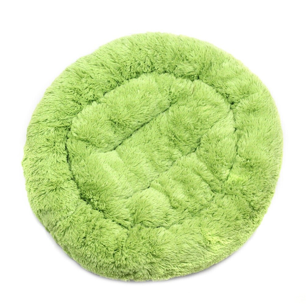 (Green) 55CM Lu*ury Shag Warm Fluffy Pet Dog Puppy Round Fur Donut Cushion Mat Pet Bed