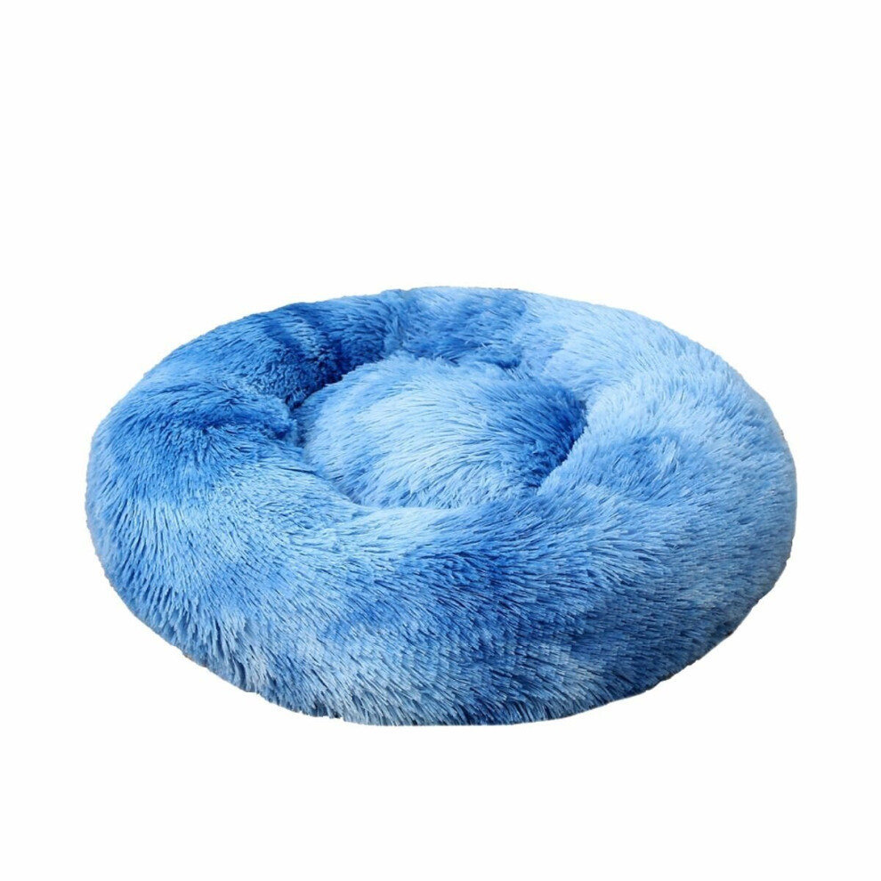 (Blue) 80cm Plush Fluffy Soft Pet Bed for Cats & Dogs Calming Bed Pad Soft Mat Home