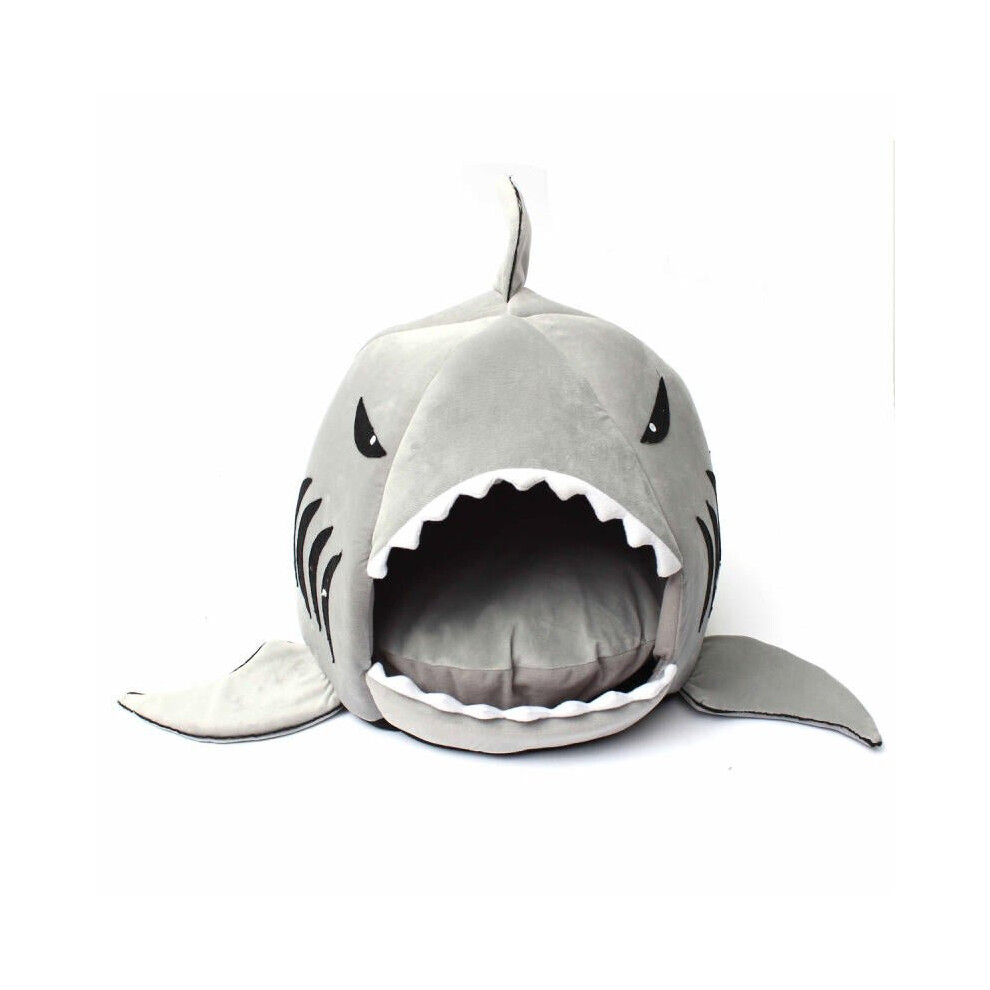 (L) M / L Size Unique Washable Soft Shark Mouth Pet Dog Cat Cave Pet Bed House