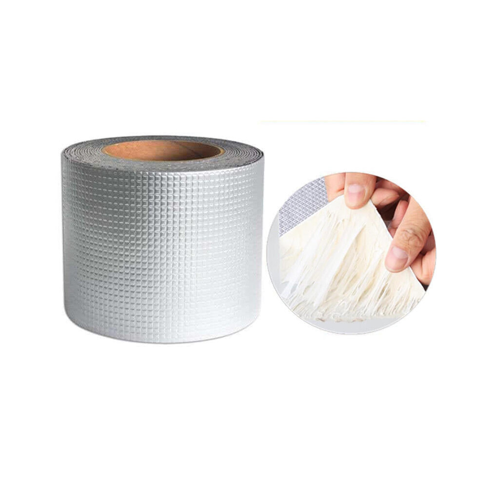 (5cm, 5M) Aluminum Foil Butyl Rubber Tape Self Adhesive Waterproof Tape for Roof Pipe Caulking Super Fix Duct Tape