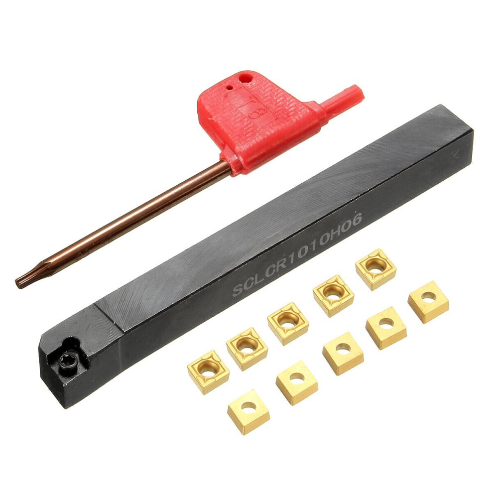 10Pcs Insert With 10X100mm Sclcr1010h06 Lathe Turning Tool Holder 3654659379245