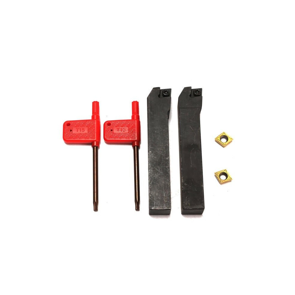 6Pcs 16X100mm Lathe Turning Tool Holder With Ccmt09t3 Inserts And Wrench 6112211912578