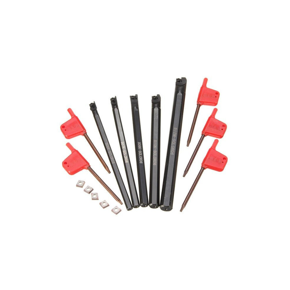 5pcs 6/7/8/10/12mm Lathe Boring Bar Tunring Tool With 5pcs CCMT0602 Insert