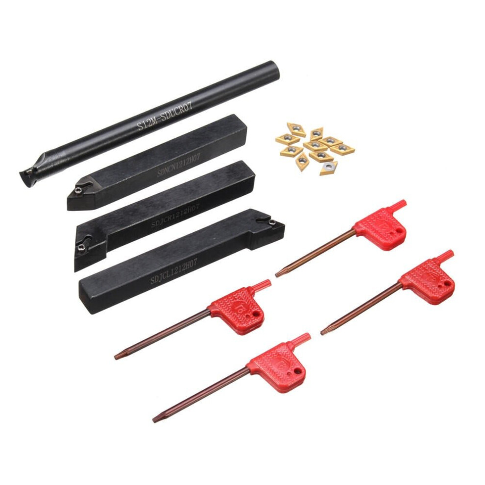 14Pcs 12Mm Lathe Boring Bar Turning Tool Holder With Wrench And Carbide Inserts Blades Set 3654659369048