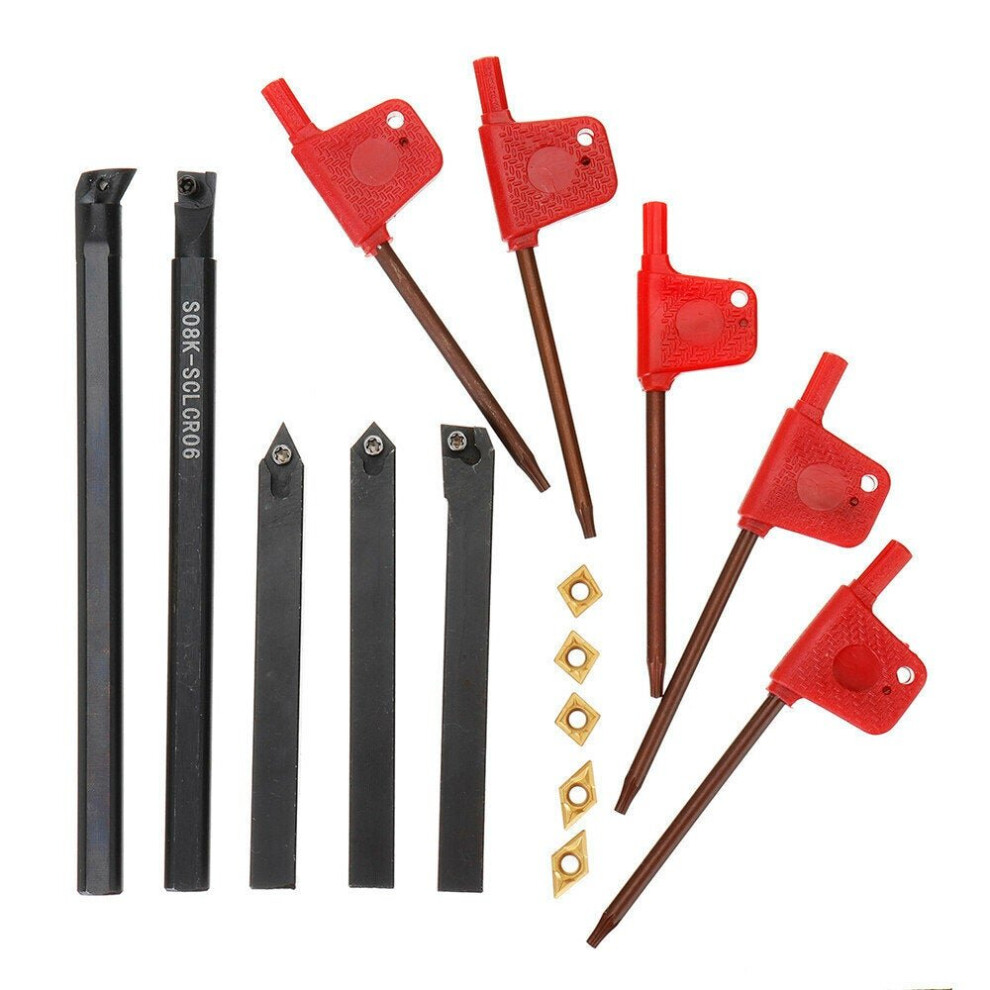 5Pcs 8Mm Shank Indexable Lathe Turning Tool Holder With Ccmt060204 Dcmt070204 Carbide Inserts For Cnc Machine 3654659196194