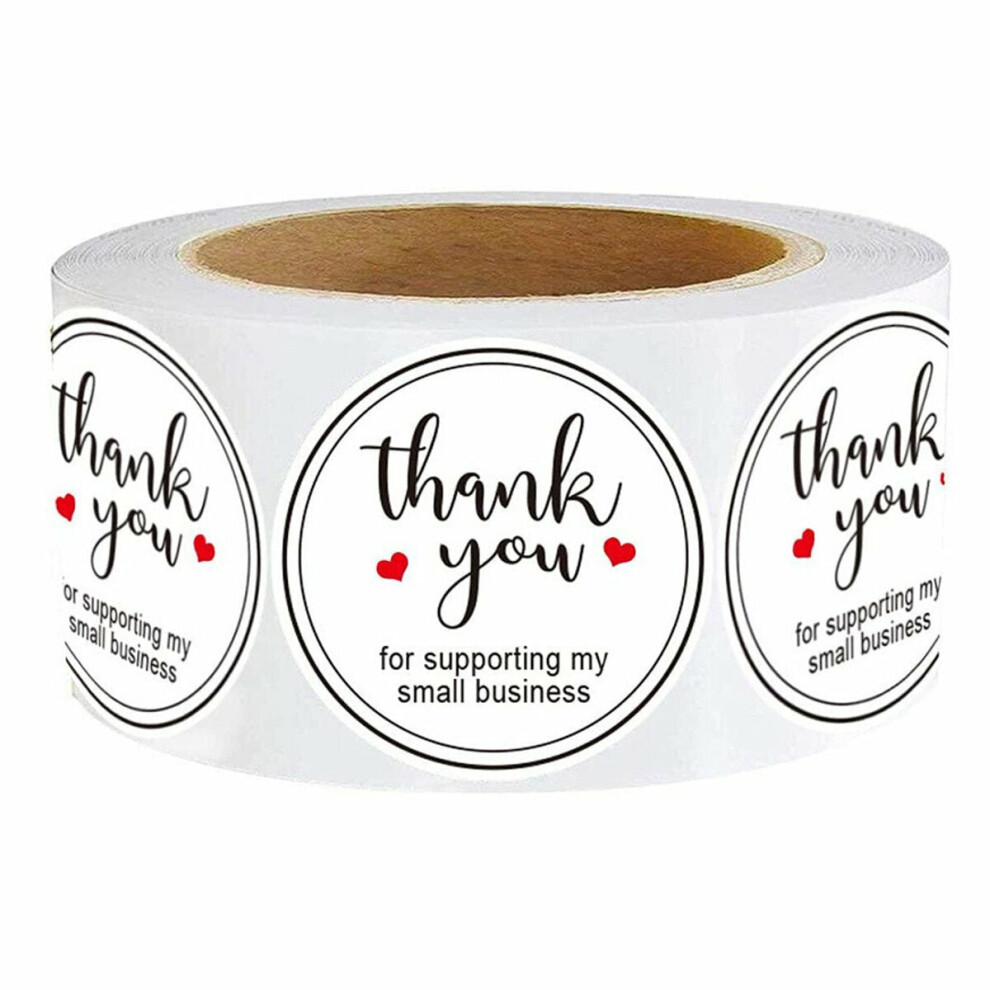 (White) 500Pcs/Roll 25mm Thank You Round Sticker Wedding Flower Gift Self-Adhesive Label