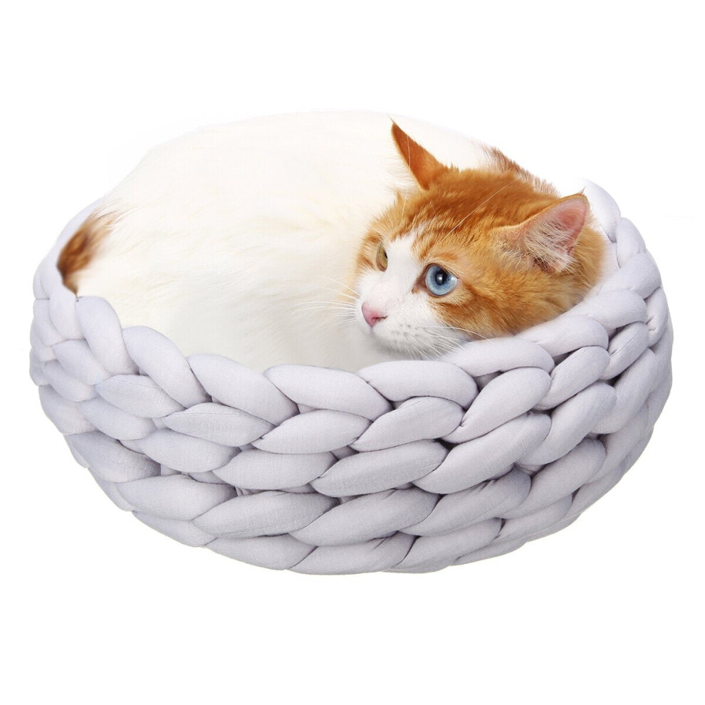 (Type C) 40CM Handmade Knitting Pet Cat Dog Pet Bed Nests House Cushion Mat Pad Washable