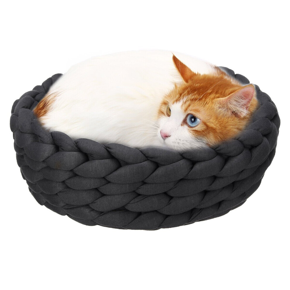 (Type D) 40CM Handmade Knitting Pet Cat Dog Pet Bed Nests House Cushion Mat Pad Washable