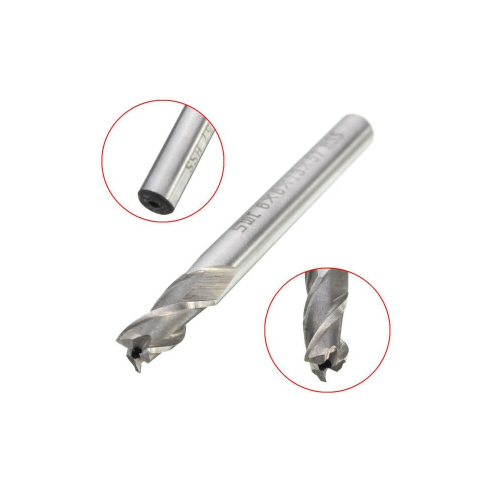 6mm 3 Flute HSS Aluminium Extra Long End Mill Cutter CNC Bit