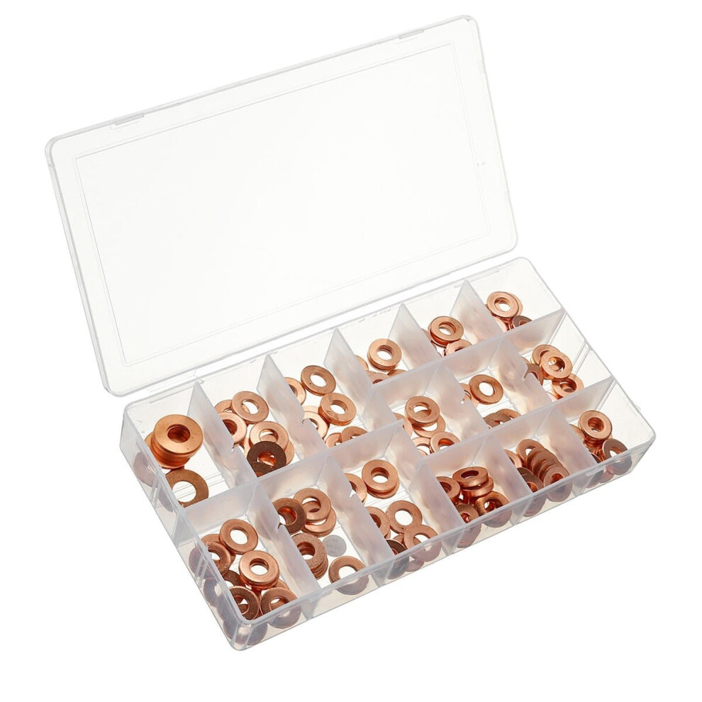 150pcs Copper Diesel Injector Washer Seal Assortment Set Fuel Ring