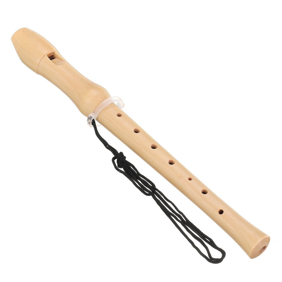 Wood Flute 2 Knots for Maple Clarinet, 8 Holes, Suitable for Children and Beginners with Cleaning Brush / Case / Lanyard