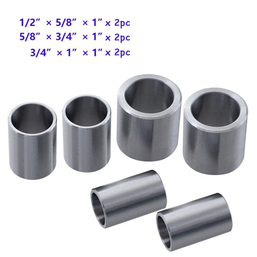 (Set 2:6pcs) 1/2 to 5/8 Inch 5/8 to 3/4 Inch 3/4 to 1 Inch Steel Shaft Adapter Reducer Sleeve Bushing for Table Grinding Wheel