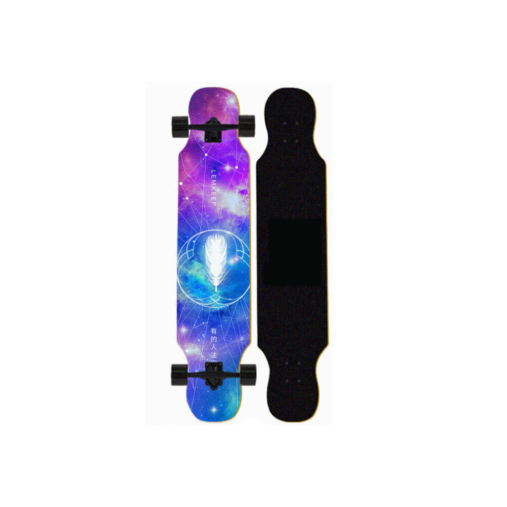(D) 107cm/42in Abec-7 Carton Steel Bearing Long Board Skateboard Aluminum Truck 7-layer Skate Boards for Children Adult Beginner