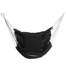 (Black) Camping Hammock Chair Swing Seat Indoor Outdoor Folding Hanging Chair with Ropes Pillow