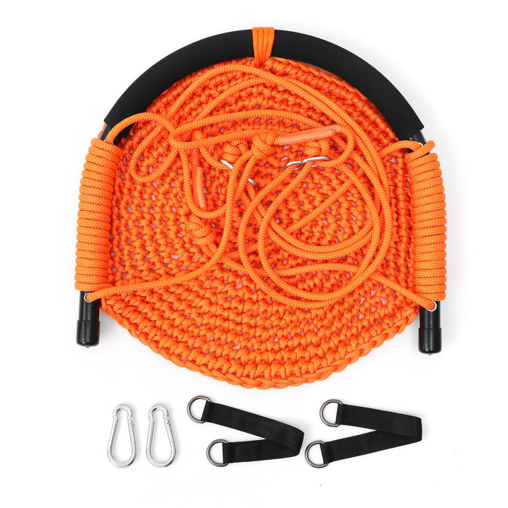 (Orange) Children's Weaving Swing Rope Net Hammock Baby Family Hanging Chair For Outdoor Garden Backyard Toys