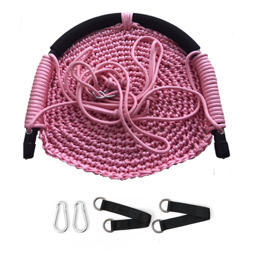 (Pink) Children's Weaving Swing Rope Net Hammock Baby Family Hanging Chair For Outdoor Garden Backyard Toys