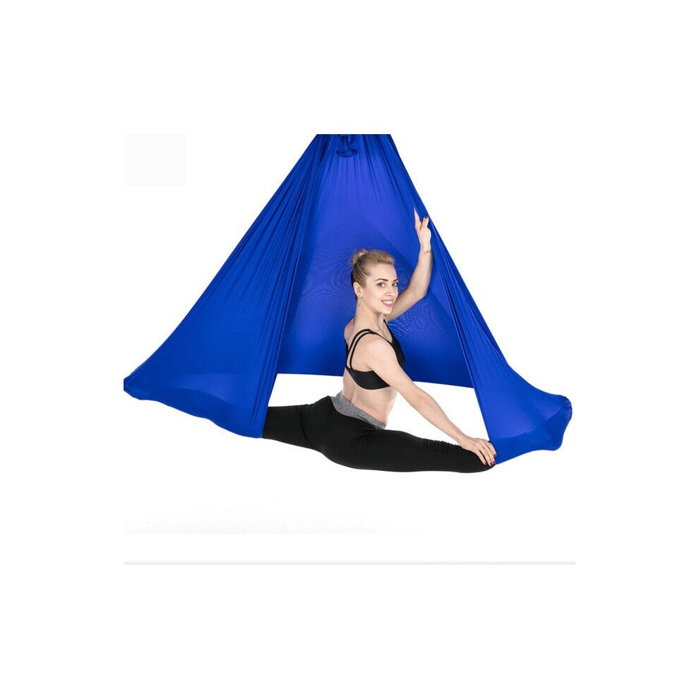 (Deep Blue) Aerial Yoga Hammock Premium Silk Swing Antigravity Belts