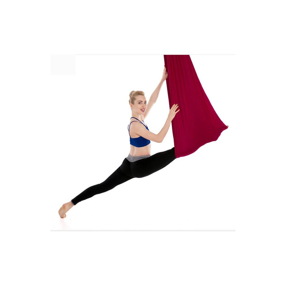 (Burgundy) Aerial Yoga Hammock Premium Silk Swing Antigravity Belts