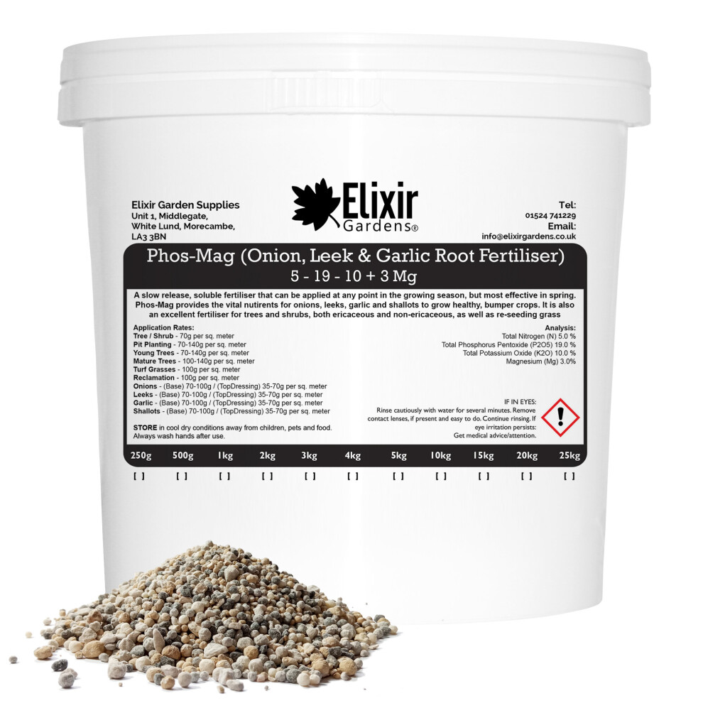 (Tub, 15kg) Elixir Gardens | Onion, Leek, Garlic and Shallot Bulb Root Fertiliser 5 - 19 - 10 + 3 Mg