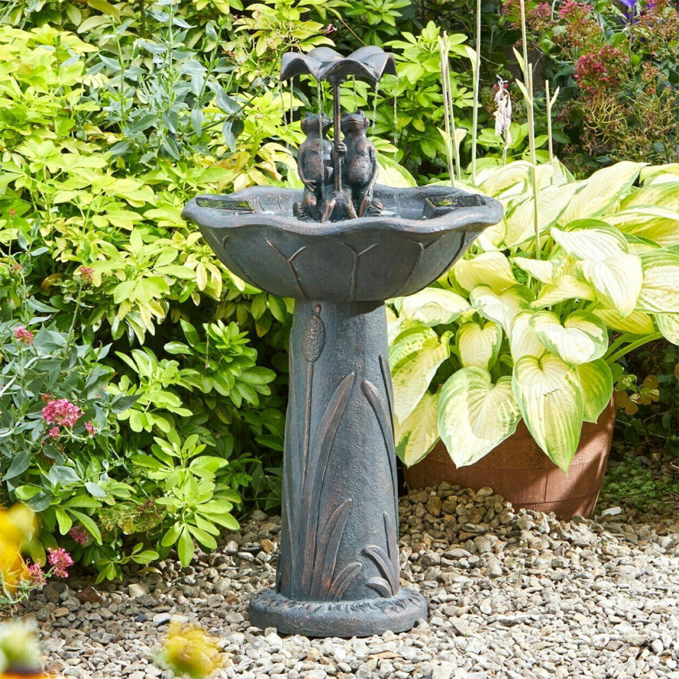 84cm Solar Power Novelty Frog Water Feature Fountain Bird Bath | Garden Outdoor