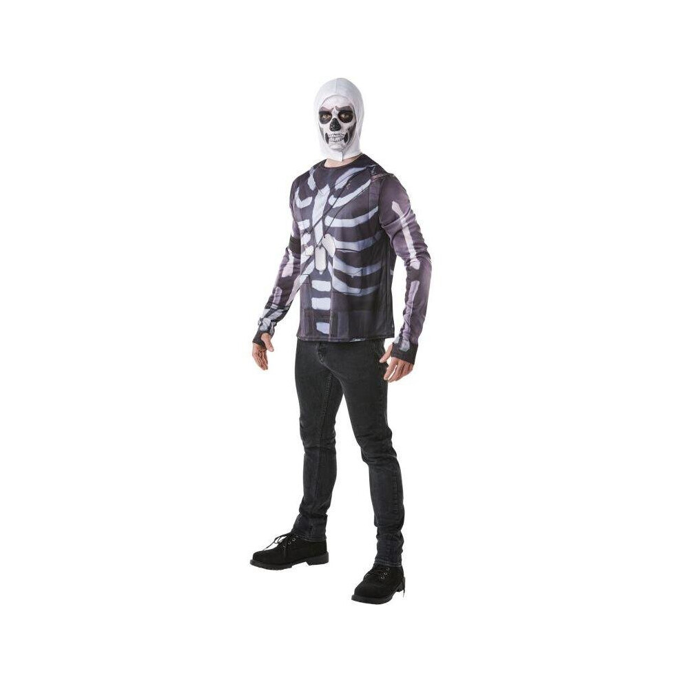 (Medium) Rubies Fortnite Skull Trooper Adult Costume Top & Hood Mens