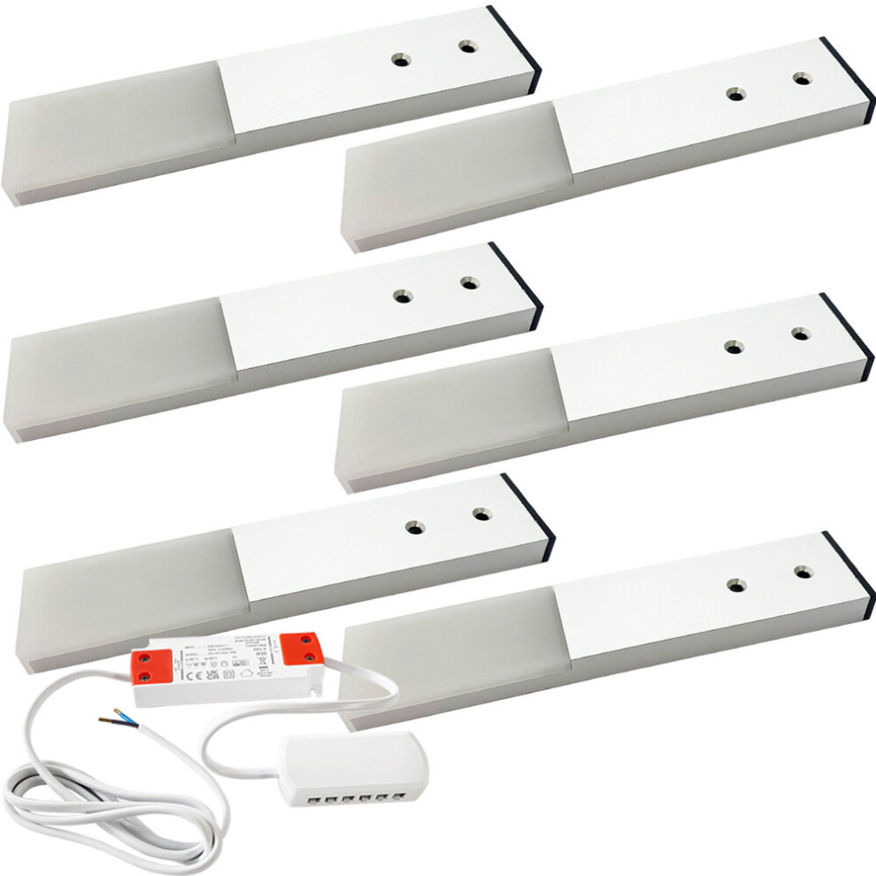Loops (6 Lights & Driver) Aluminium Under / Over Cabinet Kitchen Light & Driver Kit - Natural White Led