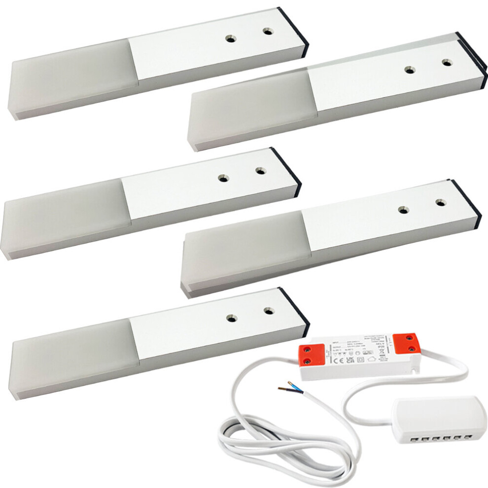 Loops (5 S & Driver) Aluminium Under / Over Cabinet Kitchen & Driver Kit - Natural Led Light/White