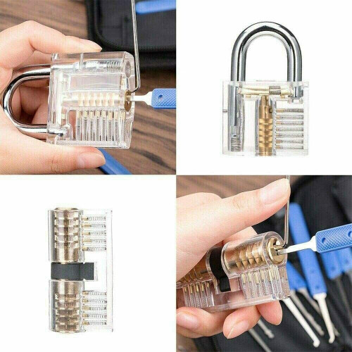 30 pcs Lock Pick Set, Lock Training Kit with 2 Transparent locks 2