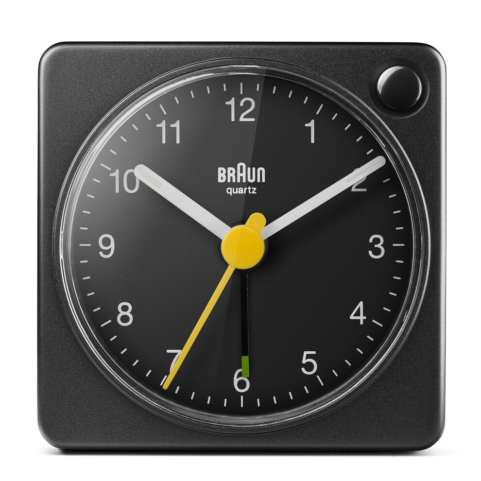 Braun Classic Travel Analogue Alarm Clock, Compact Size, Bc02xb Black