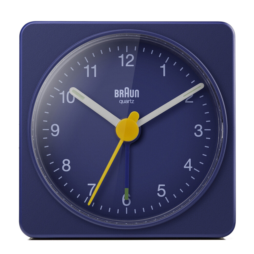 Braun Classic Travel Analogue Alarm Clock, Compact Size, Blue, BC02BL