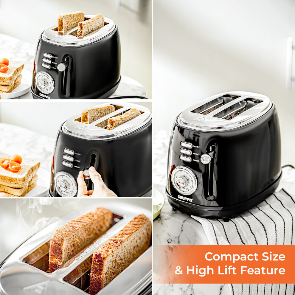 geepas-2-slice-retro-bread-toaster-defrost--reheat---cancel-function--black
