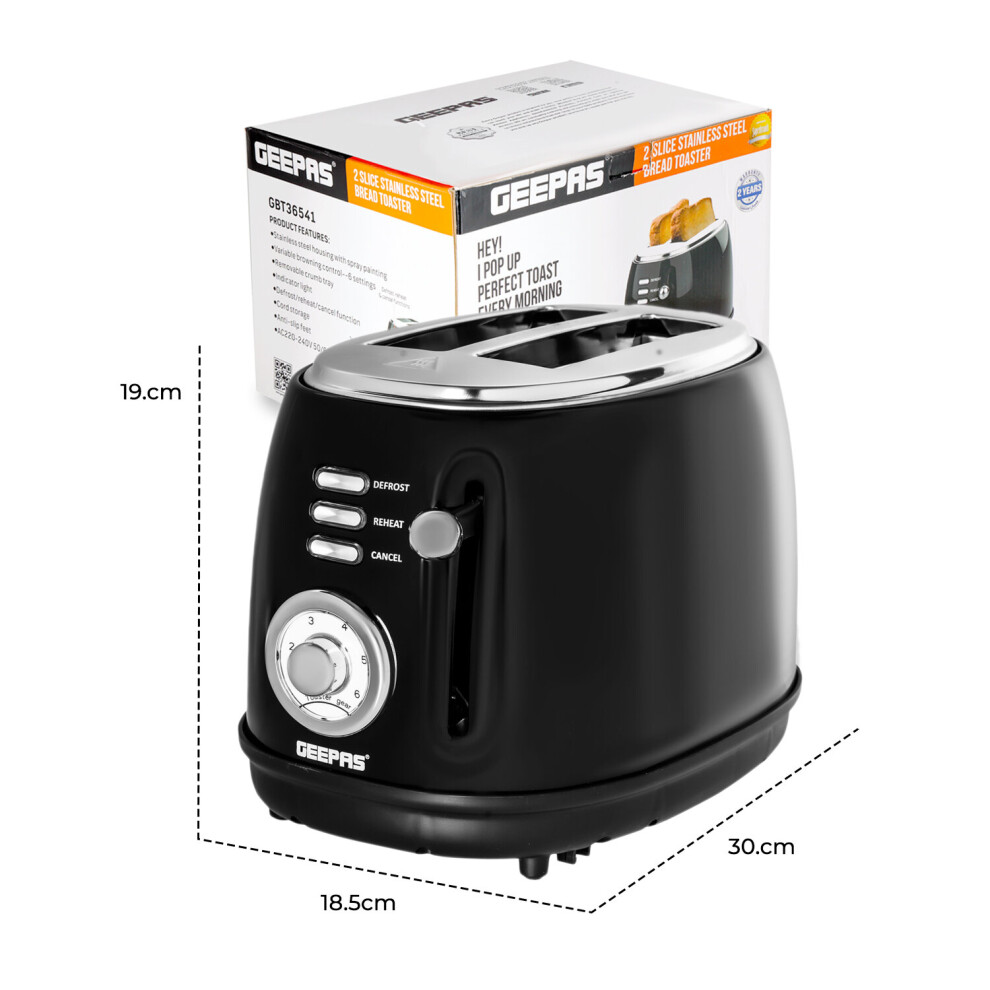 geepas-2-slice-retro-bread-toaster-defrost--reheat---cancel-function--black