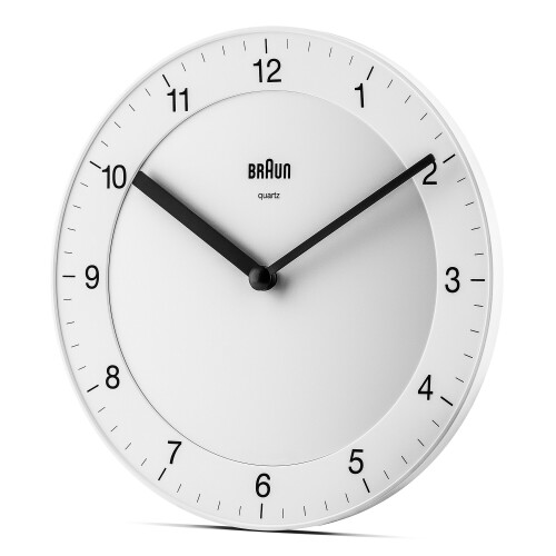 Braun Braun Classic Analogue Wall Clock with Quiet Quartz Movement, 20cm, White, BC06W 1