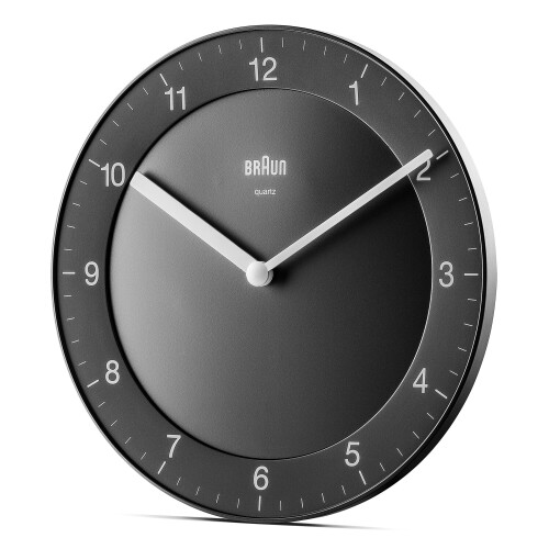 Braun Braun Classic Analogue Wall Clock with Quiet Quartz Movement, 20cm, Black, BC06B 1