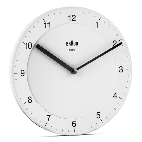 Braun Braun Classic Analogue Wall Clock with Quiet Quartz Movement, 20cm, White, BC06W 2