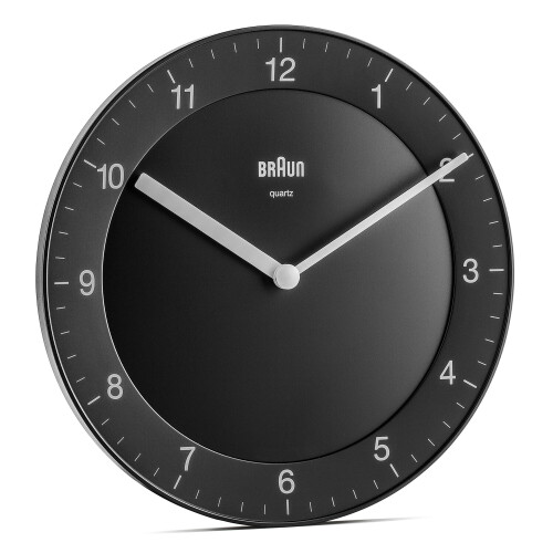 Braun Braun Classic Analogue Wall Clock with Quiet Quartz Movement, 20cm, Black, BC06B 2
