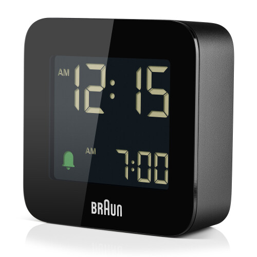Braun Braun Digital Travel Alarm Clock with Snooze, Compact Size, Black, BC08B 1