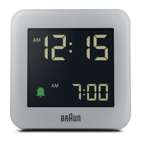 Braun Braun Digital Alarm Clock with Snooze, LCD Display, Grey, BC09G 1