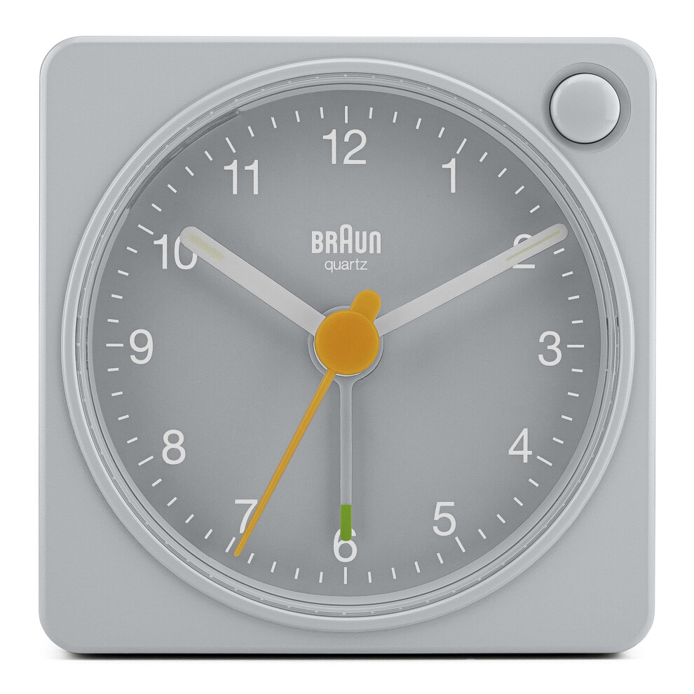 Braun Classic Travel Analogue Alarm Clock, Compact Size, Bc02xg Grey